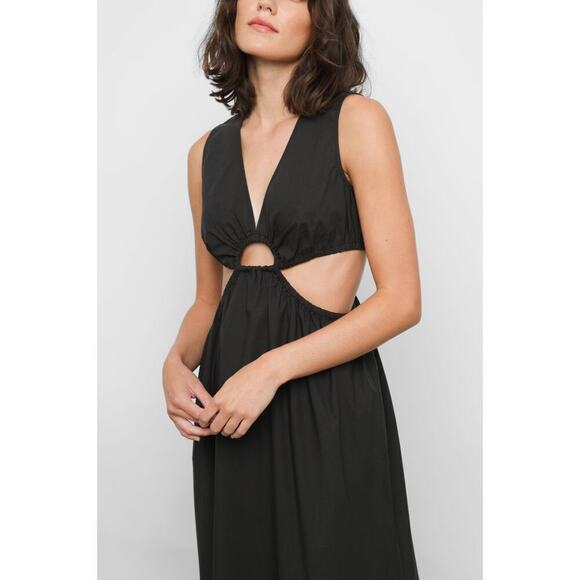 RAILS Rizo Midi Dress Size Small Black Cutout Poplin - Picture 5 of 16